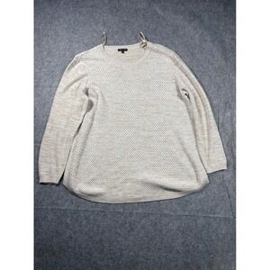 Lety Me Womens 3X Beige Textured Knit Long Sleeve Sweater Elbow Patches